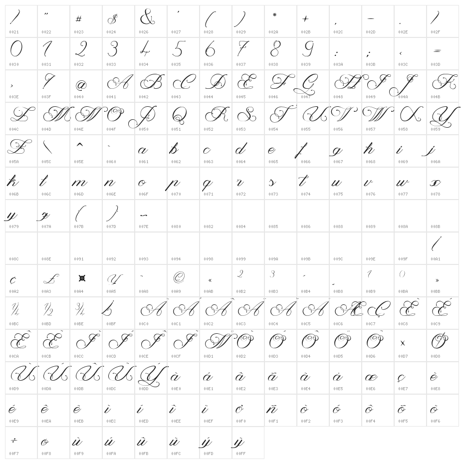 Magnolia Light Character Map