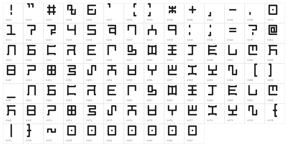 Magzetician Regular Character Map