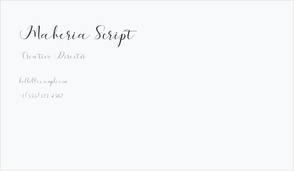Maheria Script Business Card
