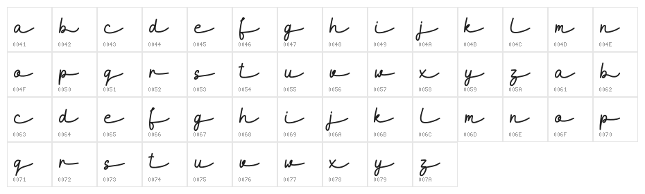 Maidenhair-DEMO Character Map