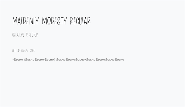 Maidenly Modesty Regular Business Card