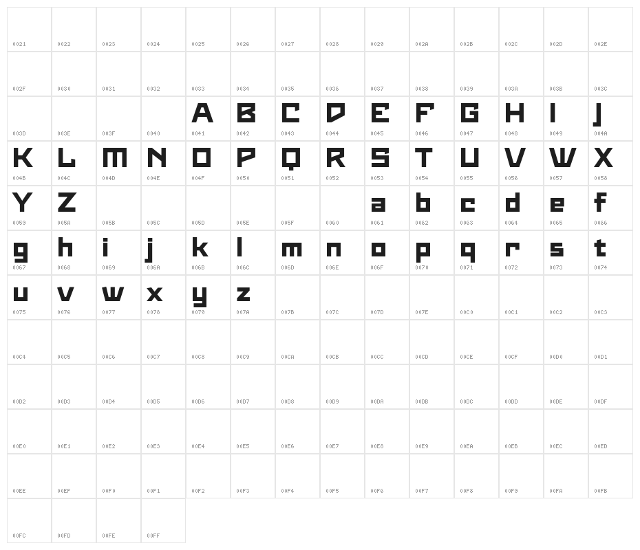 Maiers Neue Nr.8 Reduced Black Expanded Character Map