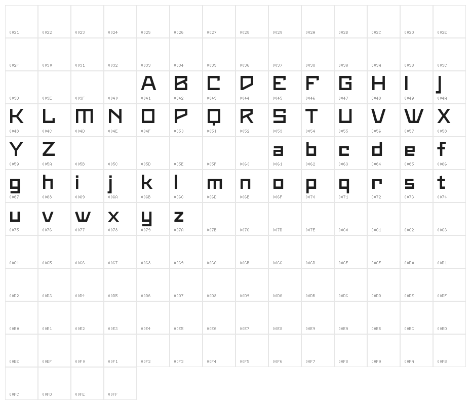 Maiers Neue Nr.8 Reduced Bold Expanded Character Map