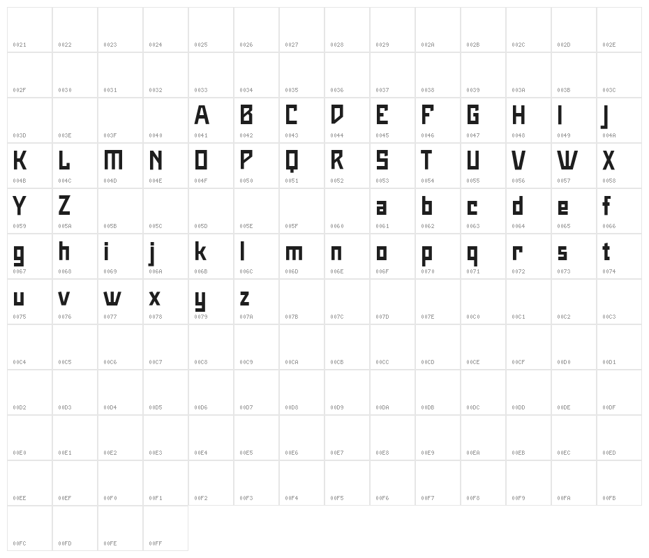 Maiers Neue Nr.8 Reduced Bold Character Map