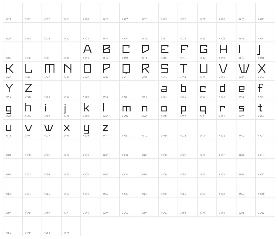 Maiers Neue Nr.8 Reduced Expanded Character Map