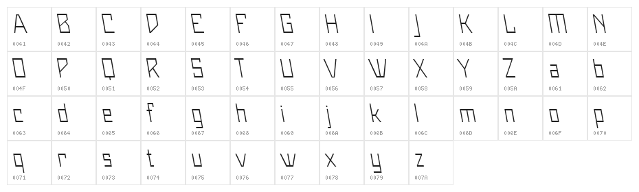 Maiers Neue Nr.8 Reduced Light Slanted Character Map