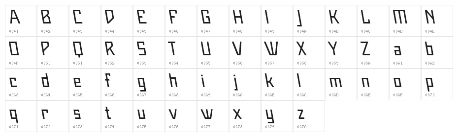 Maiers Neue Nr.8 Reduced Slanted Character Map