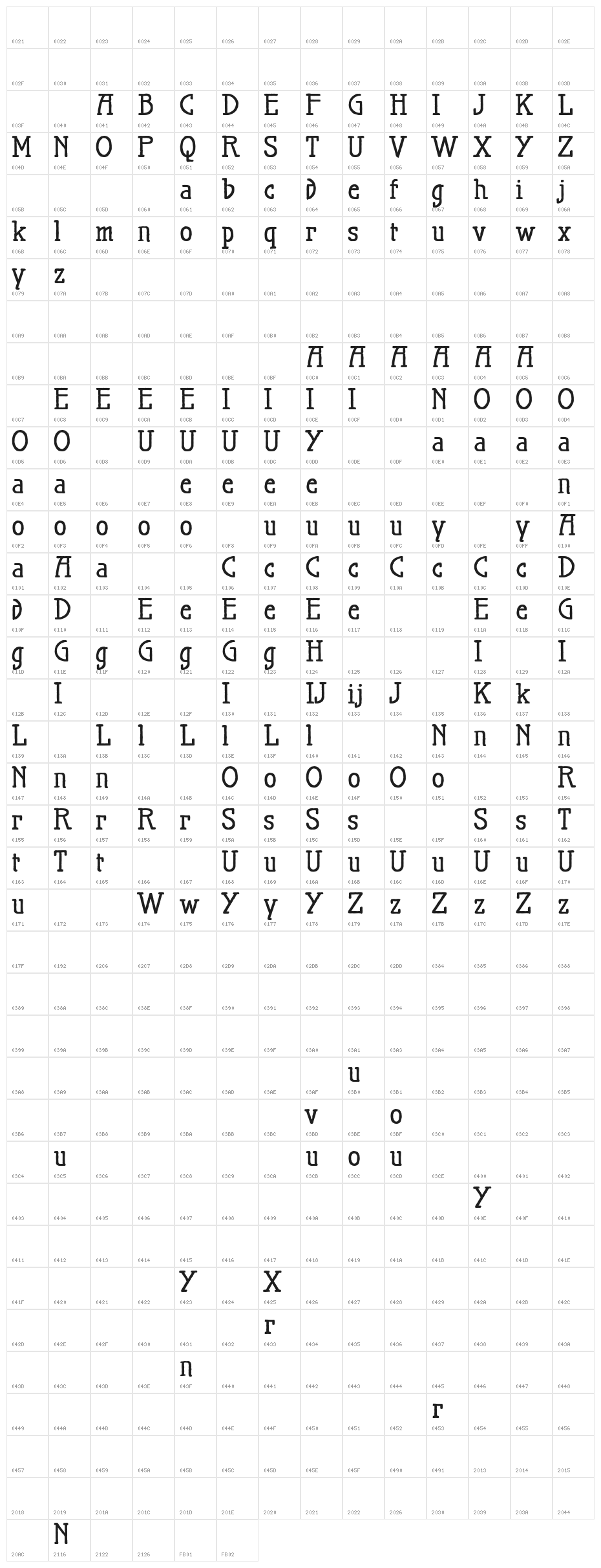 Maiers Nr21 Pro Bold Character Map