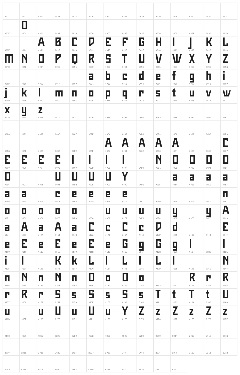 MaiersNeueNr.Proreduced-Halbfet Character Map