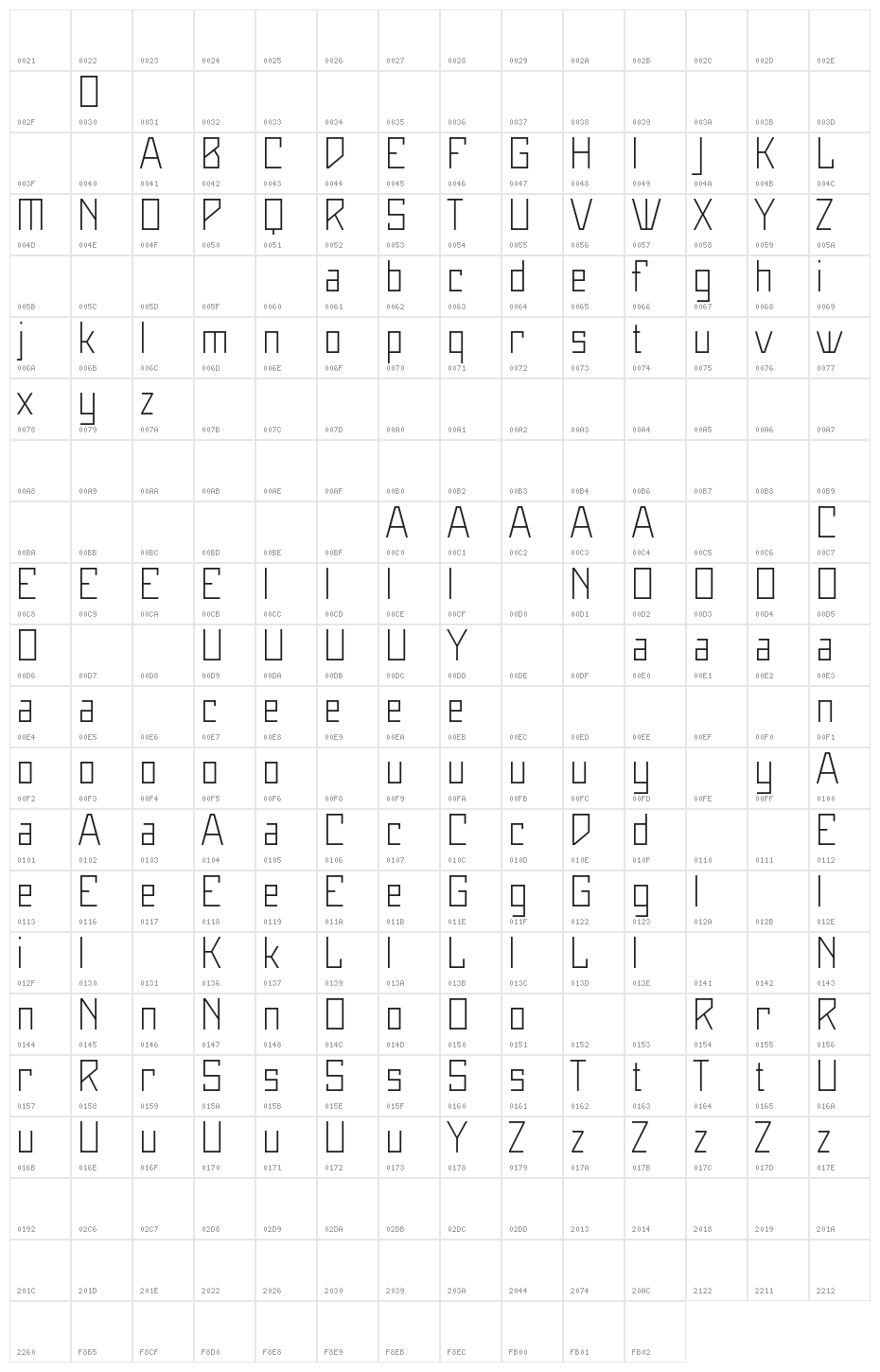 MaiersNeueNr.Proreduced-Leicht Character Map