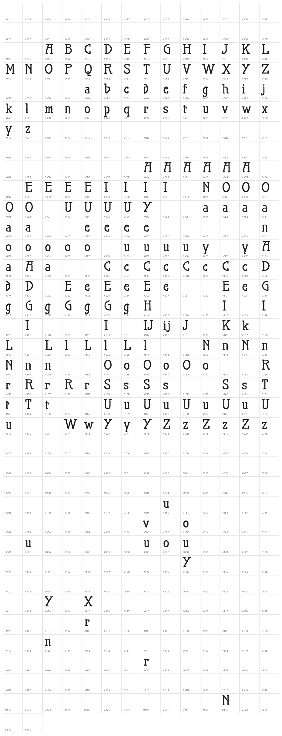 MaiersNr.21Pro-Bold Character Map