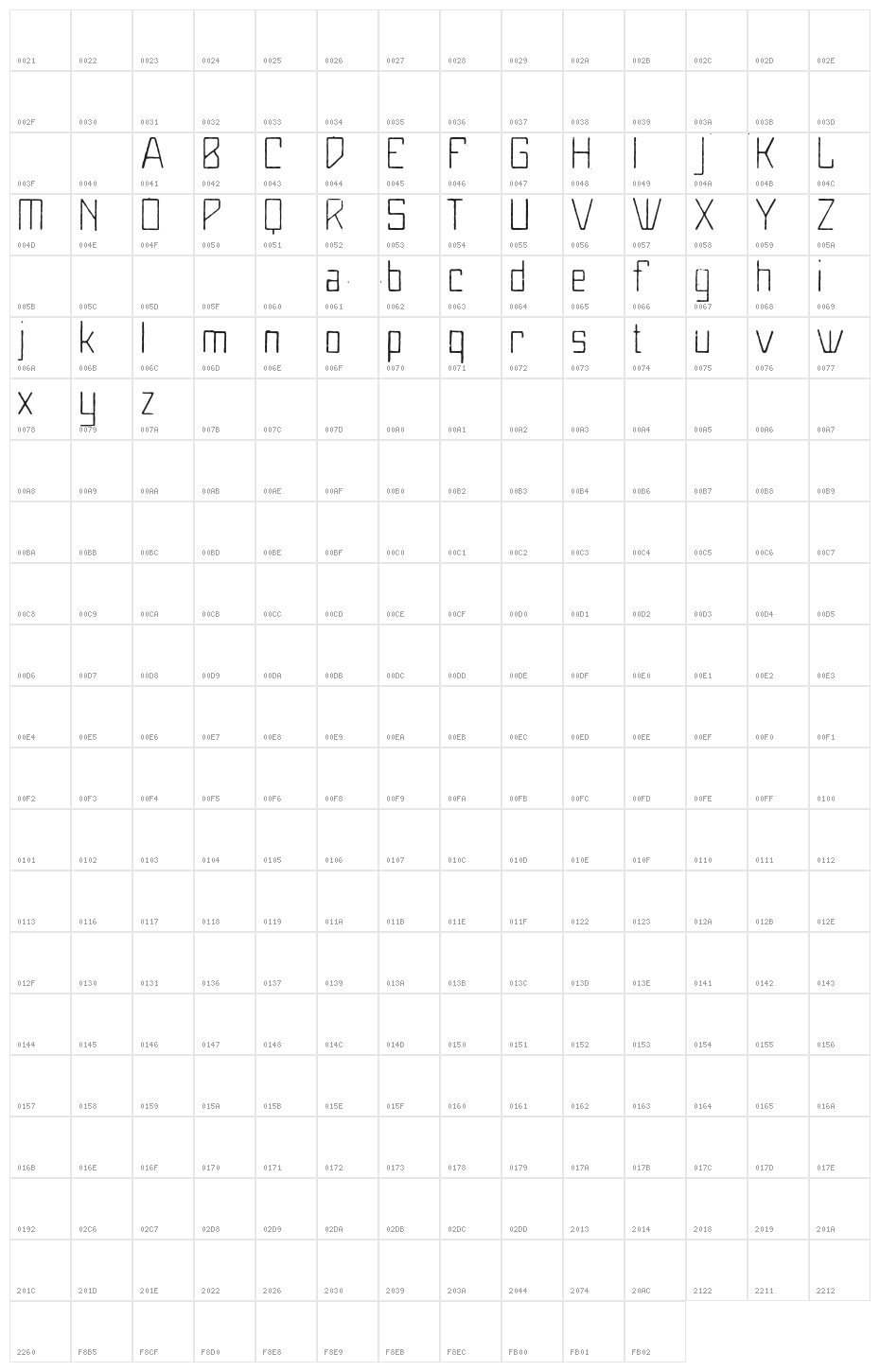 MaiersNr8-Light Character Map