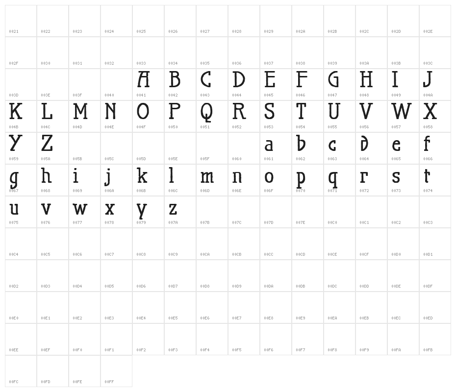 MaiersNr.Reduced-Bold Character Map