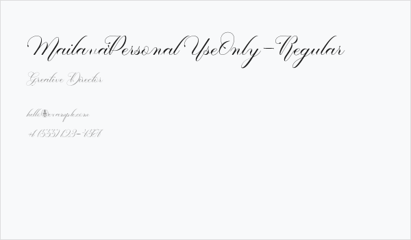 MailavaPersonalUseOnly-Regular Business Card