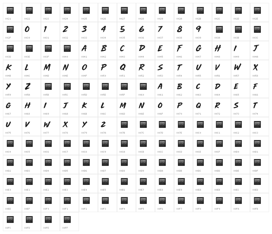 Main Frame Character Map