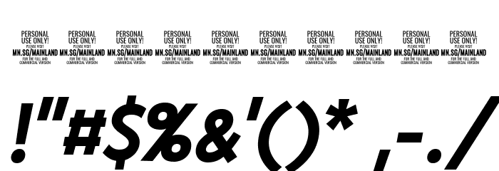 Mainland PERSONAL Bold Italic Font OTHER CHARS