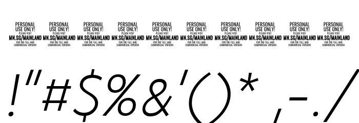 Mainland PERSONAL Light Italic Font OTHER CHARS