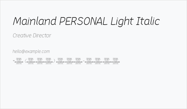 Mainland PERSONAL Light Italic Business Card