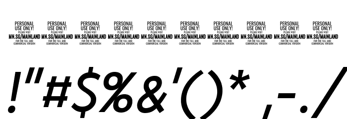 Mainland PERSONAL Medium Italic Font OTHER CHARS