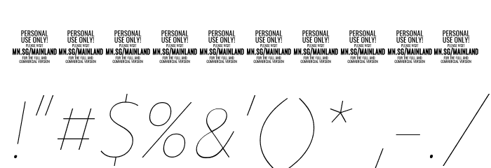 Mainland PERSONAL Thin Italic Font OTHER CHARS