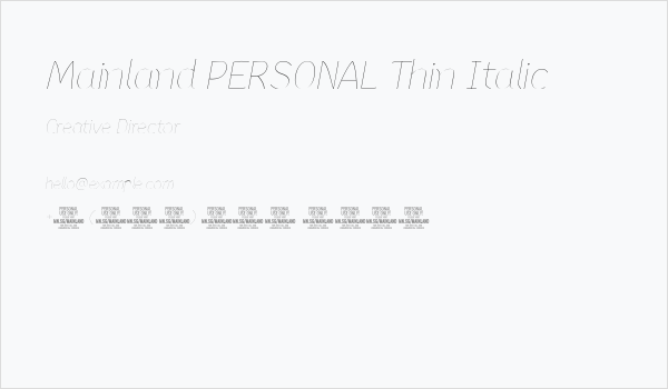 Mainland PERSONAL Thin Italic Business Card