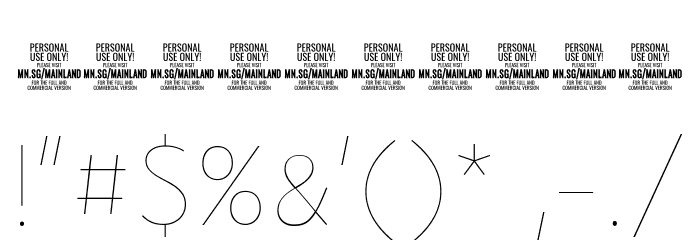 Mainland PERSONAL Thin Font OTHER CHARS