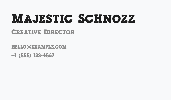 Majestic Schnozz Business Card