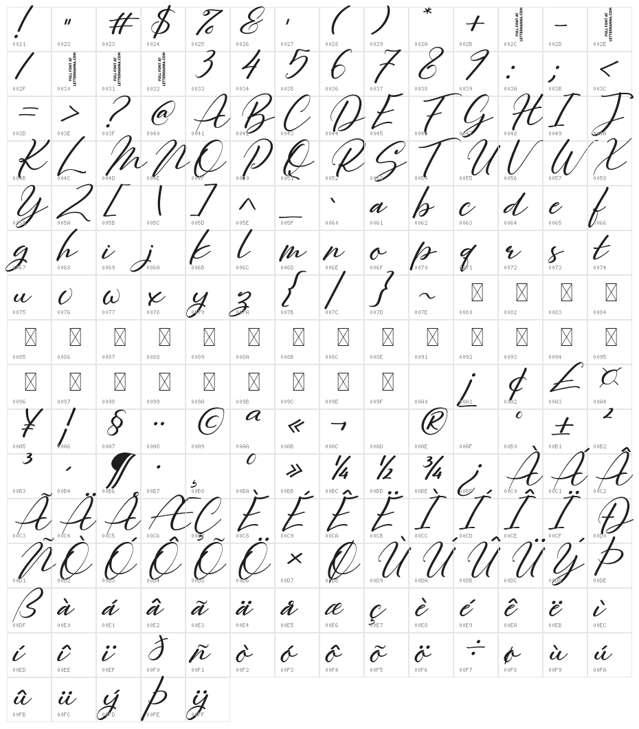 Majestic Wisteria Free Regular Character Map