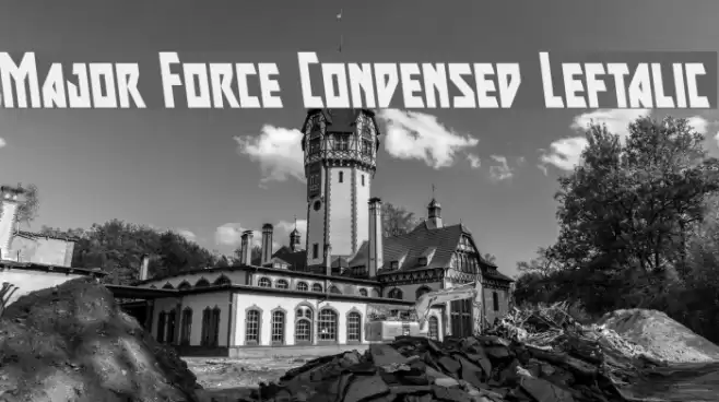 Major Force Condensed Leftalic Font examples