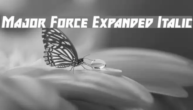 Major Force Expanded Italic Font examples