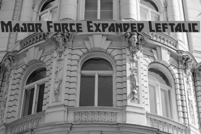 Major Force Expanded Leftalic Font examples