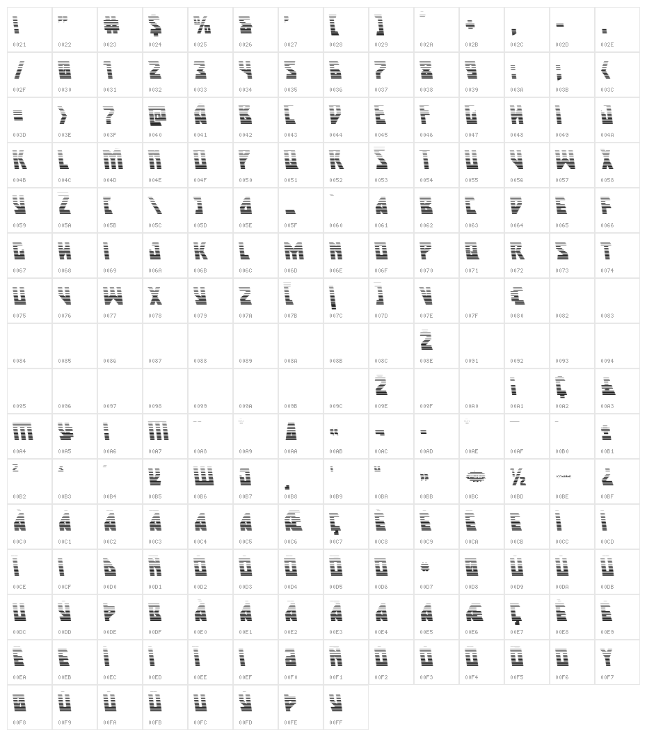 Major Force Gradient Leftalic Character Map