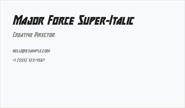 Major Force Super-Italic Business Card