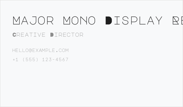 Major Mono Display Regular Business Card