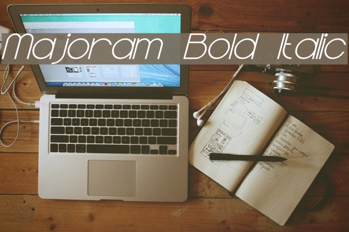 Majoram Bold Italic Font examples
