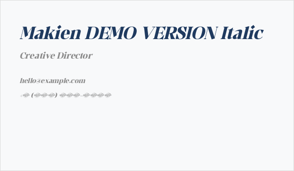 Makien DEMO VERSION Italic Business Card