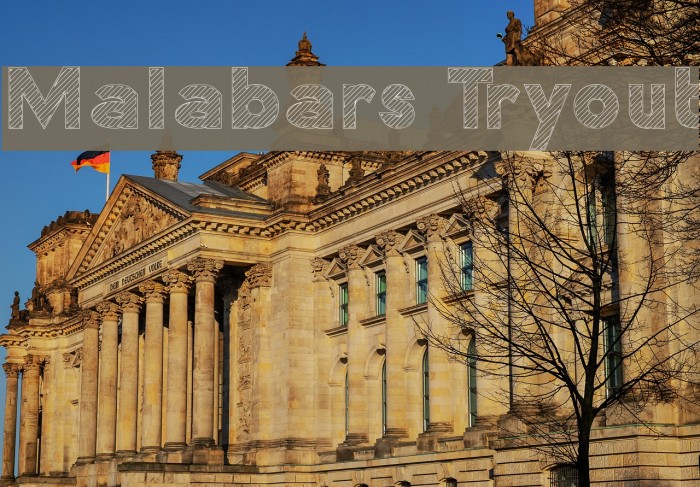 Malabars Tryout फ़ॉन्ट examples