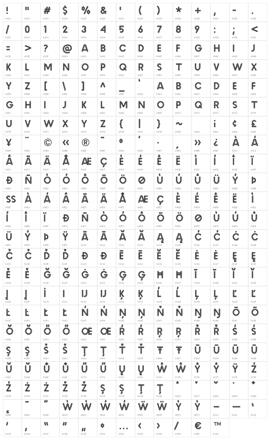 MalacheCrunch-Regular Character Map