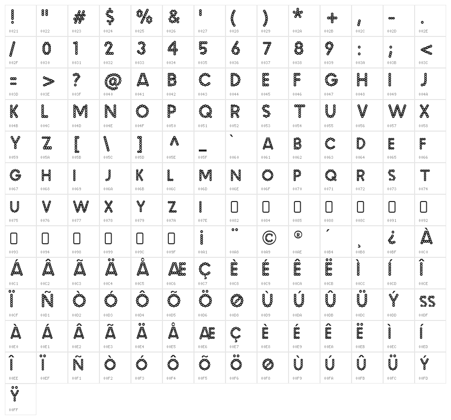 MalacheCrunch-Regular Character Map