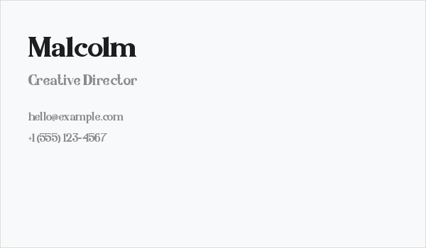 Malcolm Business Card