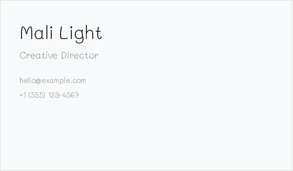 Mali Light Business Card