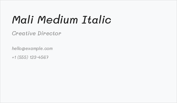 Mali Medium Italic Business Card
