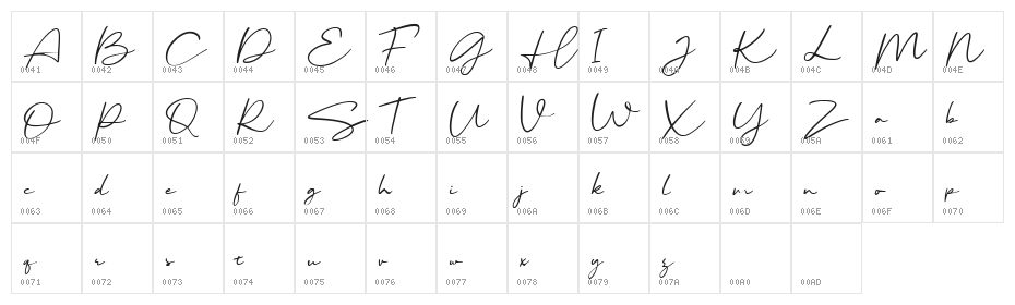 Malibu Sunset Free Script Character Map