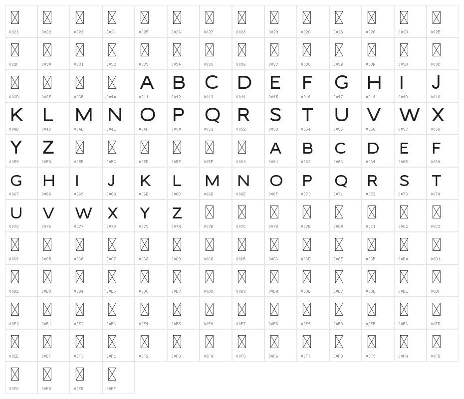 MalibuSunset-Sans Free Character Map