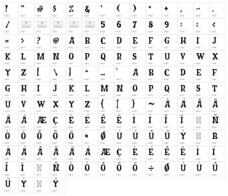 Malicious Moonlight Character Map