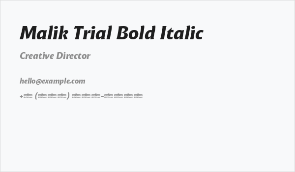 Malik Trial Bold Italic Business Card