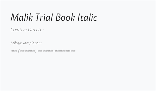 Malik Trial Book Italic Business Card
