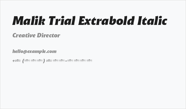 Malik Trial Extrabold Italic Business Card
