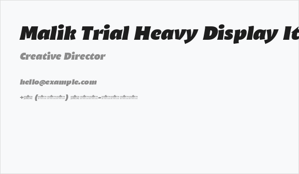 Malik Trial Heavy Display Italic Business Card