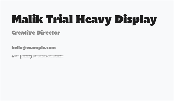 Malik Trial Heavy Display Business Card